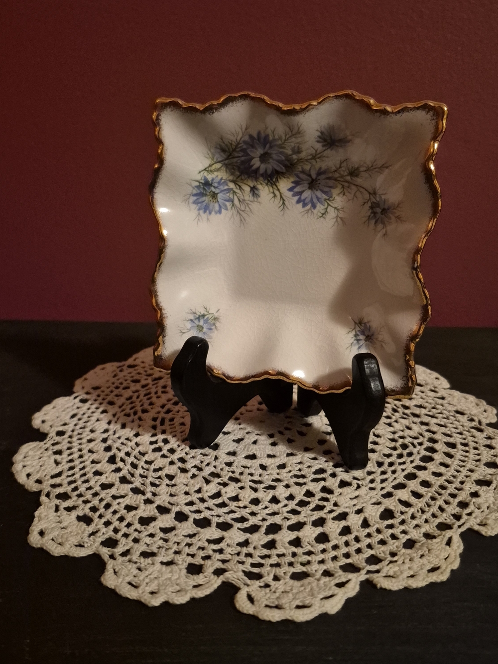 Vintage Old Foley Love-in-a-Mist Square Dish